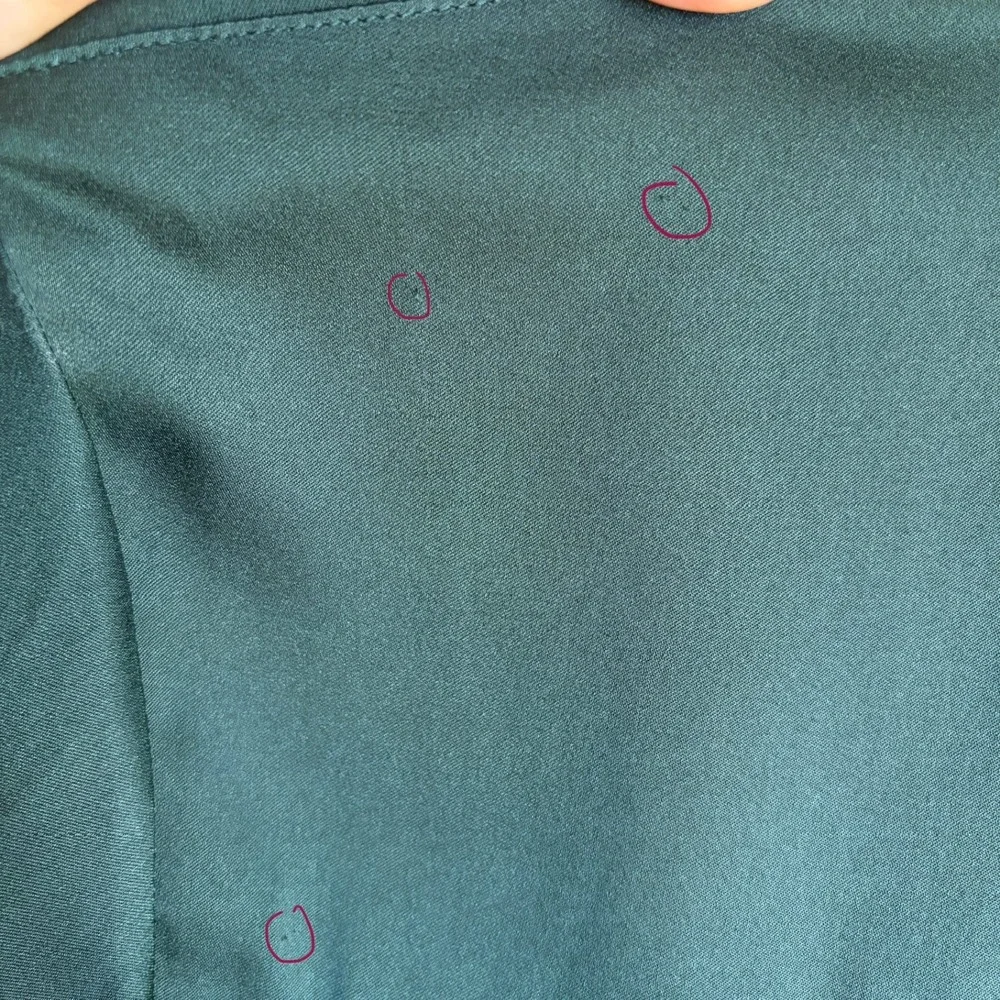 Quince Plus Size Stretch Silk Notch Collar Blouse Forest Green Women's 3X NWT